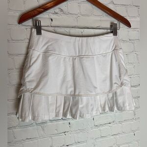 Athleta Womens Skort Ivory Striped Mini Pocket Pleated Stretch Activewear XS